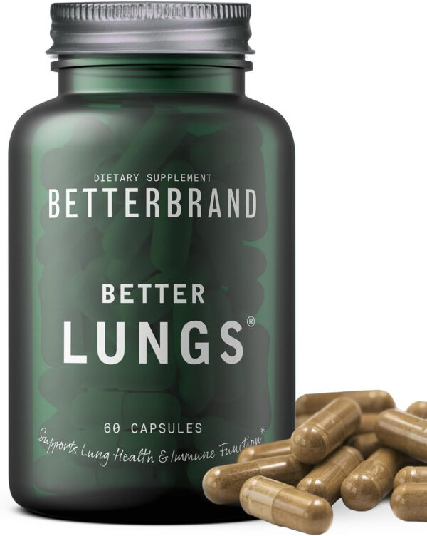 Betterbrand BetterLungs Daily Respiratory Health Supplement (60 Capsules) | with Mullein Leaf for Lung Health, Allergy, Sinus, and Mucus Relief