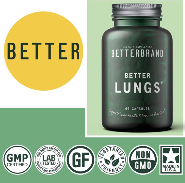 Betterbrand BetterLungs Daily Respiratory Health Supplement (60 Capsules) | with Mullein Leaf for Lung Health, Allergy, Sinus, and Mucus Relief - Image 9