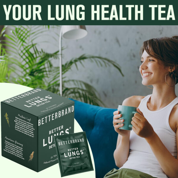 Betterbrand BetterLungs Caffeine Free Tea for Lung Cleanse, Congestion Relief, Mucus Detox - 15 Herbal Tea Bags with Mullein Leaf - Image 3