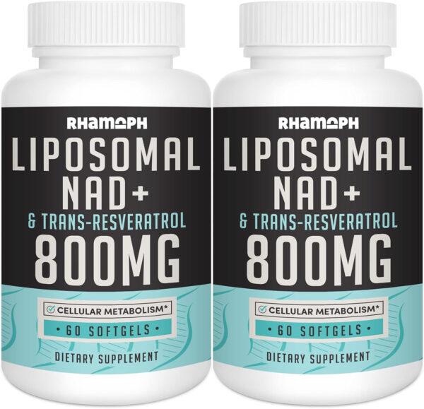 Liposomal NAD+ 800 mg with Trans-Resveratrol 300 mg, Max Absorption - 120 Softgels