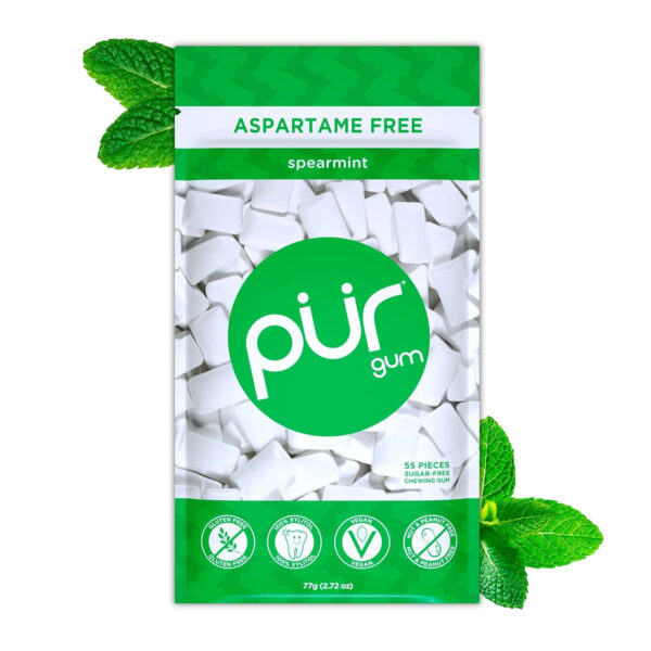 Xylitol Gum | PUR Aspartame Free Natural Spearmint, 55 Pieces