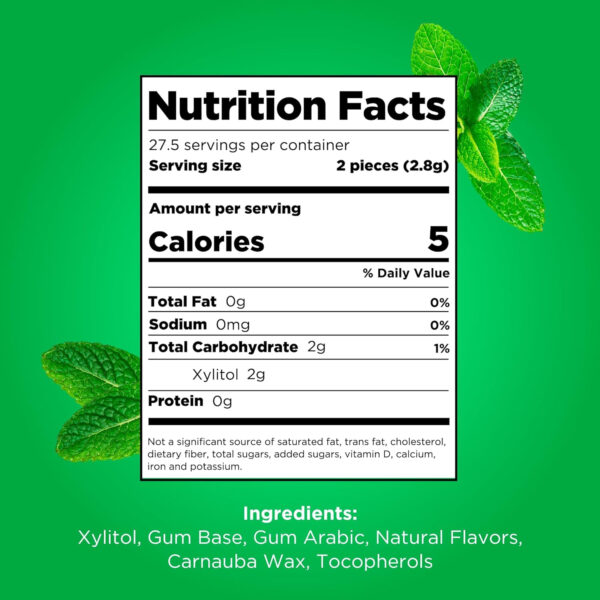 Xylitol Gum | PUR Aspartame Free Natural Spearmint, 55 Pieces - Image 7