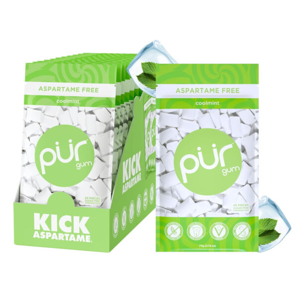 Xylitol Gum | PUR Aspartame Free Natural Spearmint, 55 Pieces - Image 22