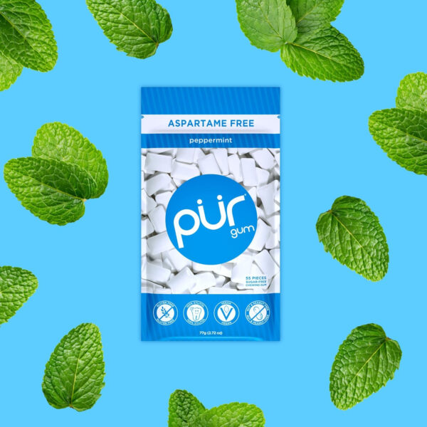 Xylitol Gum | PUR Aspartame Free Natural Spearmint, 55 Pieces - Image 73