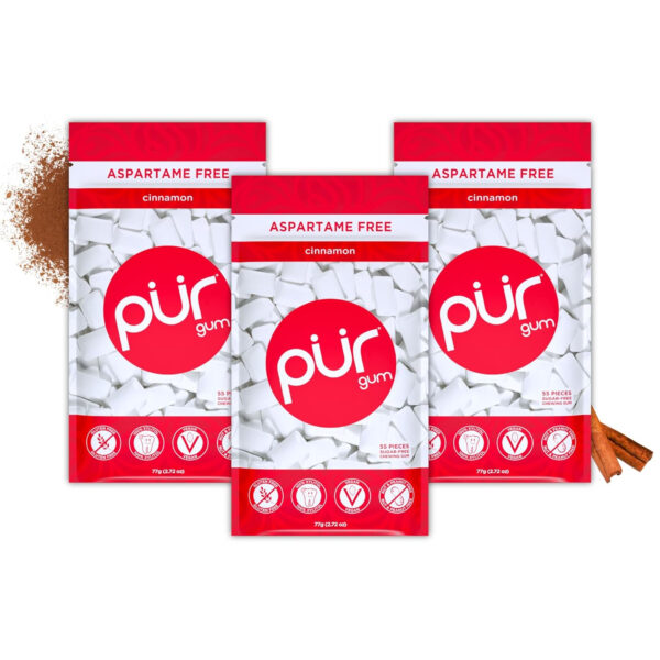 Xylitol Gum | PUR Aspartame Free Natural Spearmint, 55 Pieces - Image 93