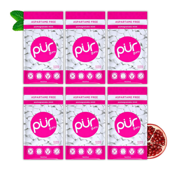 Xylitol Gum | PUR Aspartame Free Natural Spearmint, 55 Pieces - Image 97