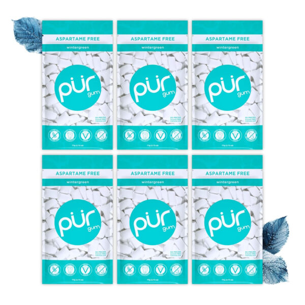 Xylitol Gum | PUR Aspartame Free Natural Spearmint, 55 Pieces - Image 100