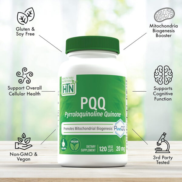 PQQ 20mg 120 Servings Pyrroloquinoline by PureQQ | Promotes Mitochondrial Biogenesis - Image 4