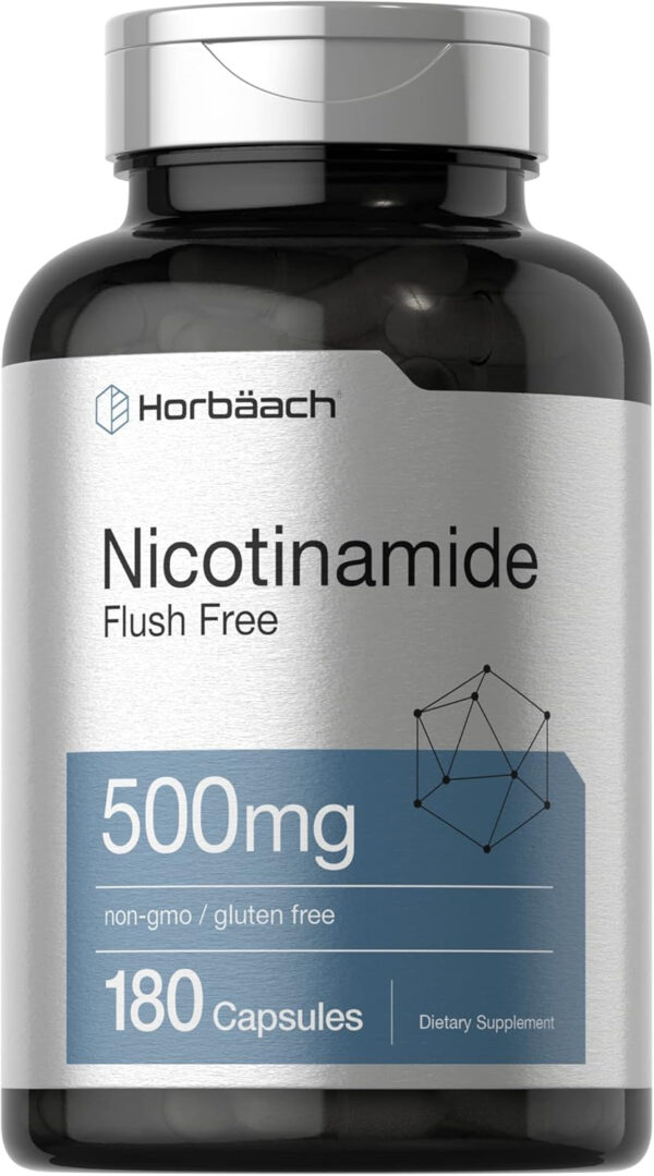 Nicotinamide 500mg by Horbäach | 180 Capsules | Non-GMO, Gluten Free