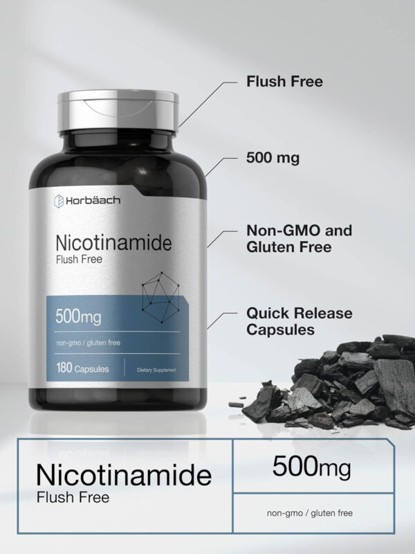 Nicotinamide 500mg by Horbäach | 180 Capsules | Non-GMO, Gluten Free - Image 4